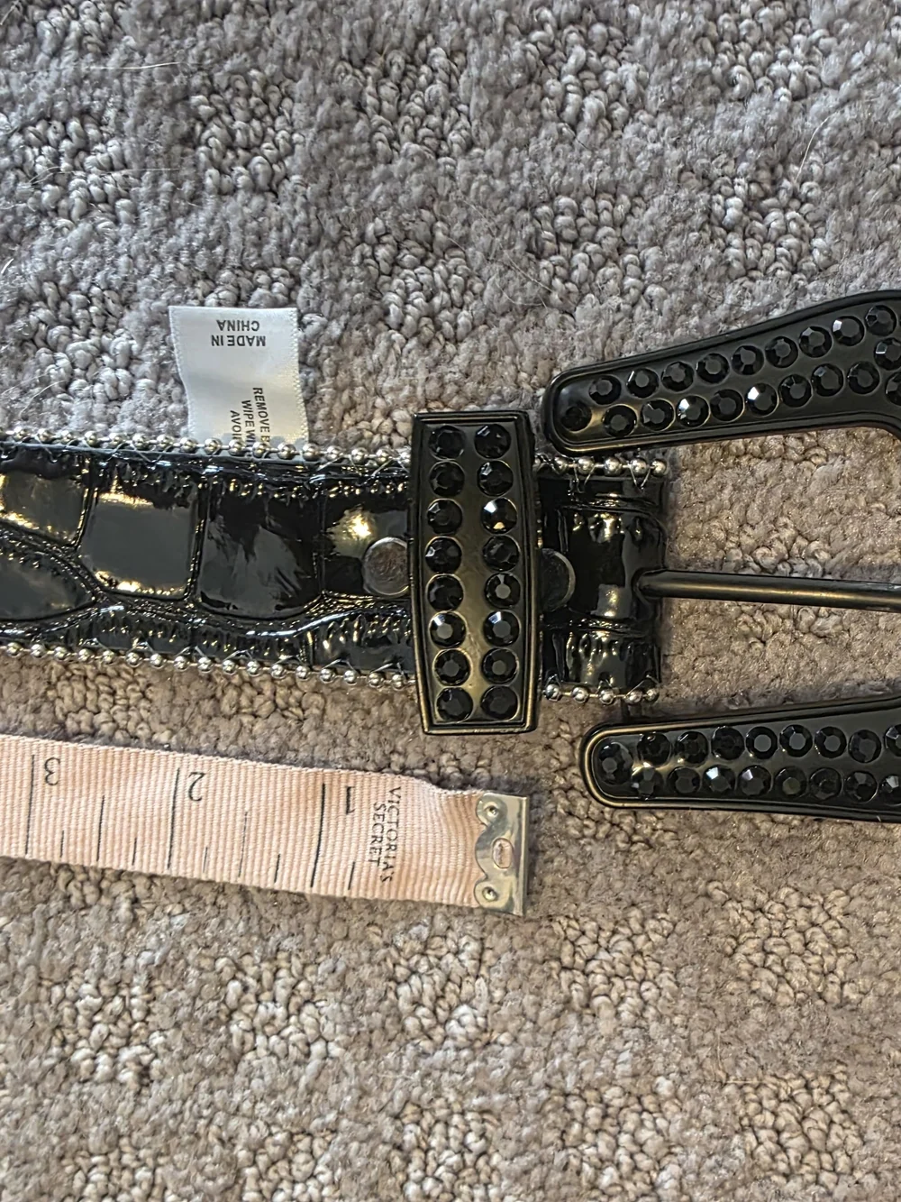 Black Studded Men's Leather Belt